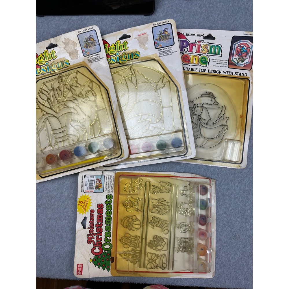 Vtg Craft House Paint by Number NWT Suncatcher Ornament‎ Kits 1992 Lot of 4